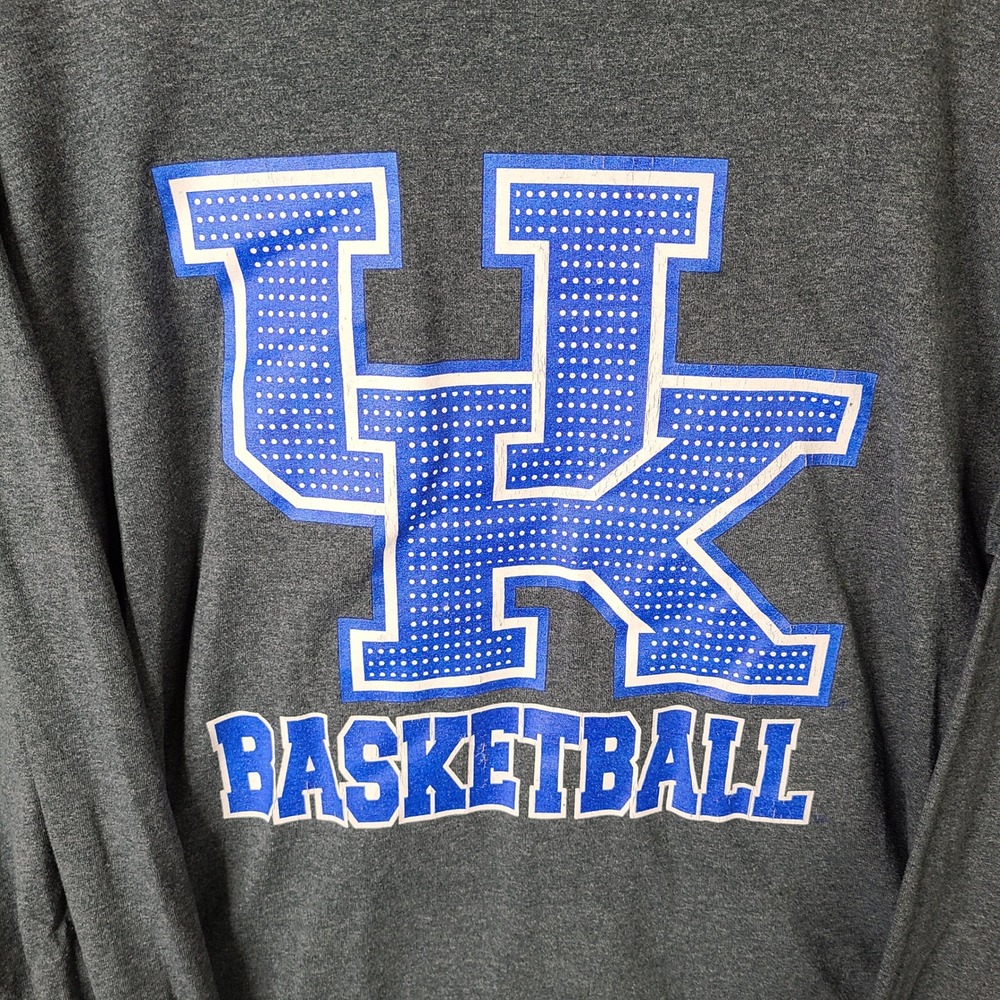 Gildan Shirt Mens Large Gray Kentucky Basketball Long Sleeve Cotton Poly Casual‎ - Picture 2 of 9